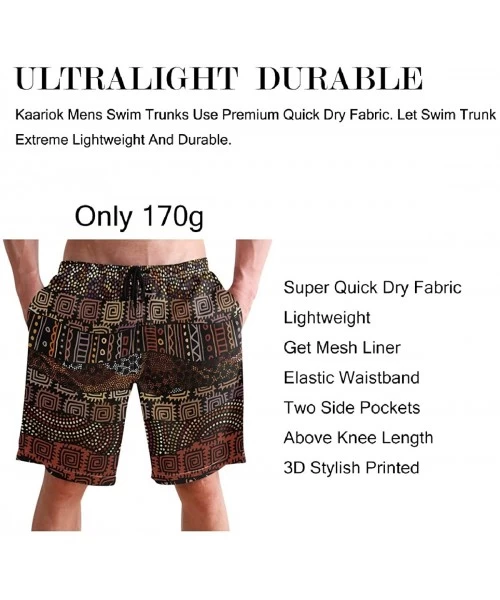 Racing Vintage Tribal African Bohemian Indian Primitive Men's Swim Trunks Quick Dry Shorts with Pockets - CU1992889NQ