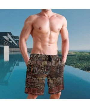 Racing Vintage Tribal African Bohemian Indian Primitive Men's Swim Trunks Quick Dry Shorts with Pockets - CU1992889NQ