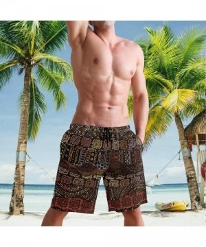 Racing Vintage Tribal African Bohemian Indian Primitive Men's Swim Trunks Quick Dry Shorts with Pockets - CU1992889NQ