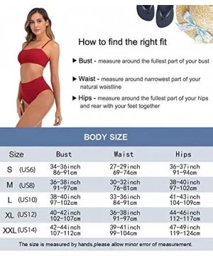 Sets Women's Two Piece Swimsuit Removable Straps Padded Bandeau Bathing Suits High Waist Bikini Set for Women - Red - CM194GX...