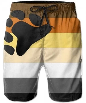 Board Shorts Men's Board Shorts-Bear Pride Footprint Flag Summer Quick Dry Board Shorts with Pockets- Sports Shorts Surf Shor...