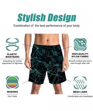 Trunks Men Swim Trunks Drawstring Elastic Waist Quick Dry Beach Shorts with Mesh Lining Swimwear Bathing Suits - Green - CD18...