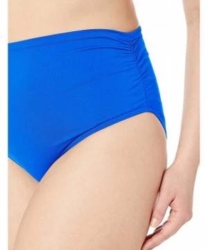 Bottoms Women's Plus-Size High Waist Fold Over Double Lined Bikini Swim Bottom - New Blue - CJ18K2SA85D