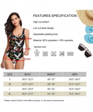 One-Pieces Women's Athletic One Piece Swimsuits Sexy Swimwear Snake Eagle Skull Knife Print Bikini - White - CO196ATAHNU