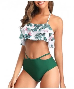 Cover-Ups Swimsuits for Women Tummy Control-Women's High Waist Bikini Sexy Crop Flounce Two Piece Swimsuits Flowy Bathing Sui...