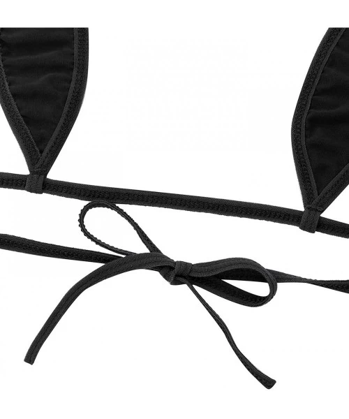 Sets Woman Sexy Halterneck Top Micro Bikini Bra G-String Sets Cheeky Two Piece Swimsuit - Black - CS18T59HWXT