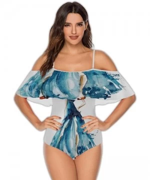 One-Pieces Blue Dress Fashion-Women's Ruffle One Piece Bathing Suit S - Multi 01 - CG199DYR6ZO