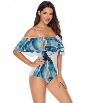 One-Pieces Blue Dress Fashion-Women's Ruffle One Piece Bathing Suit S - Multi 01 - CG199DYR6ZO