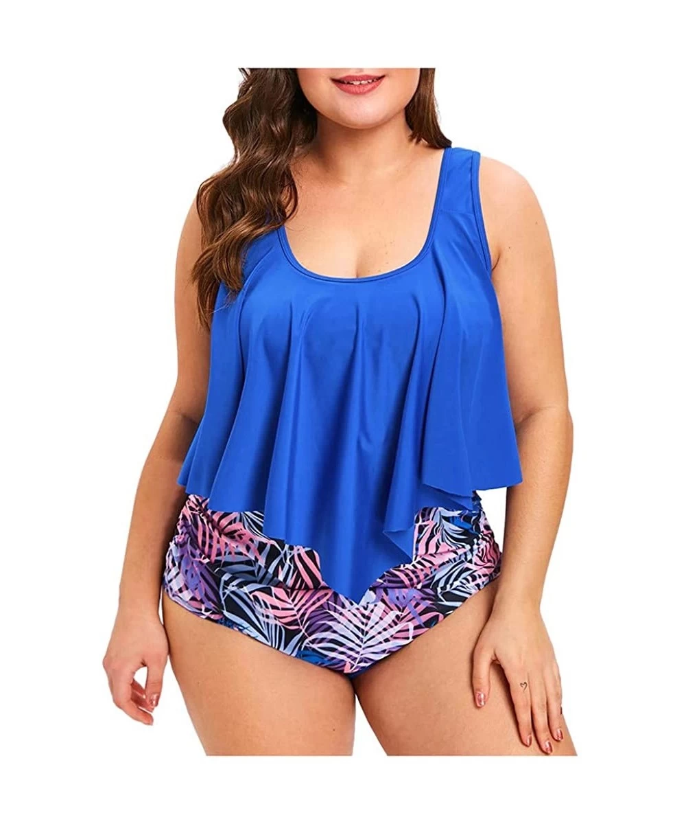 Sets Cute Ruffle Swimsuit for Fat Women Plus Size 2020 Summer Sexy Fashion Bikini Set Brazilian Swimwear Beachwear 2blue - CH...