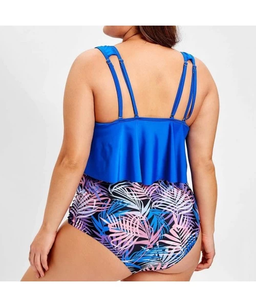 Sets Cute Ruffle Swimsuit for Fat Women Plus Size 2020 Summer Sexy Fashion Bikini Set Brazilian Swimwear Beachwear 2blue - CH...