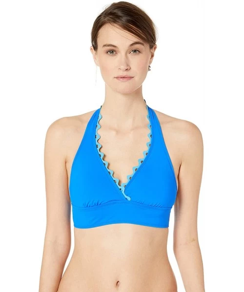 Tops Women's Halter Bikini Swim Top - New Blue Ric Rac - CP18K2CDRTA