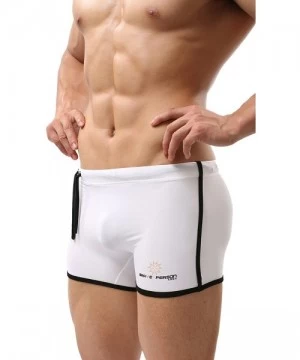 Trunks Elastic Fitness Pants Fashion Swimming Trunks Beach Pants Running Shorts Bj1010 - White - C912GTEZRQ9