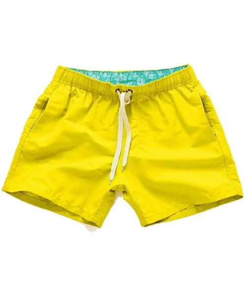 Briefs Men Swimsuit Mens Swimming Shorts Quick Drying Swim Trunks Swimwear Surf Boxer Briefs - Yellow - CO1908U6TN9