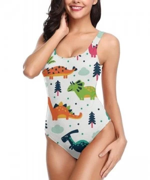 Racing Women's Sexy Backless One Piece Swimsuit Cartoon Dinosaur Swimwear for Women - Cartoon Dinosaur Set - CV18Y0N045G