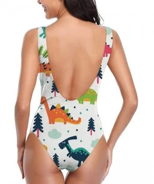 Racing Women's Sexy Backless One Piece Swimsuit Cartoon Dinosaur Swimwear for Women - Cartoon Dinosaur Set - CV18Y0N045G