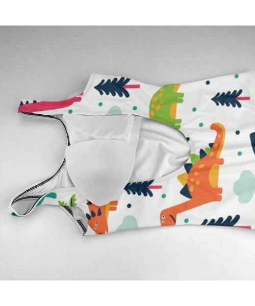 Racing Women's Sexy Backless One Piece Swimsuit Cartoon Dinosaur Swimwear for Women - Cartoon Dinosaur Set - CV18Y0N045G