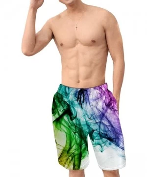 Board Shorts Multi Colour Watercolour Men's Holiday Beach Board Shorts Quick Dry Boardshorts Swim Trunks - CX19CZKC3NA