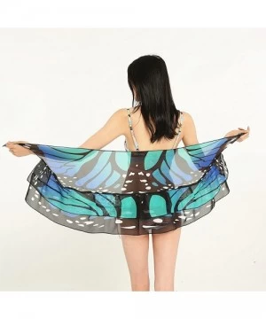 Cover-Ups Womens Chiffon Beach Cover up Sarong Multi Wear Ruffle Pareo Canga Swimsuit Wrap - X - Butterfly Blue - CZ18XWHD5GX