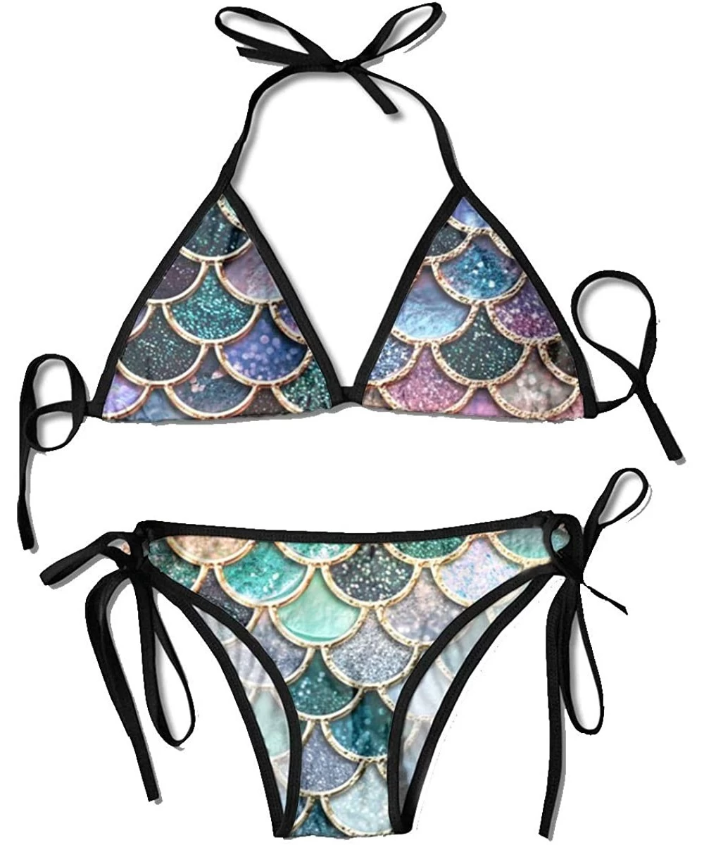 Sets Colorful Mermaid Scales Padded Push Up Bikini Set Two Piece Swimsuit Bathing Suits for Women Girls Sexy - CF199OE600S