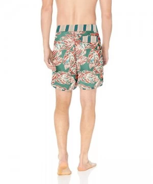 Board Shorts Men's Fixed Waist Long Length Boardshort Swimsuit Trunks 9" Inseam - Belem Green Leaf - C318I7AIRZ9