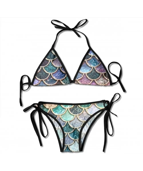 Sets Colorful Mermaid Scales Padded Push Up Bikini Set Two Piece Swimsuit Bathing Suits for Women Girls Sexy - CF199OE600S