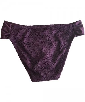 Bottoms Women's Crochet Tabside Bikini Bottom - Dark Plum Purple - CG18NWNYQAX