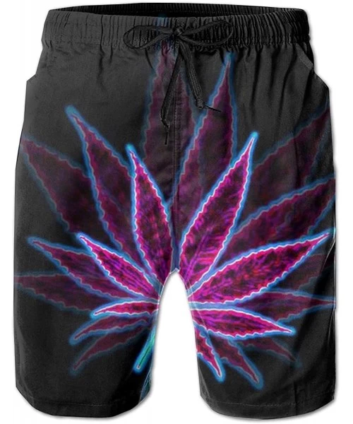 Trunks Men's Swim Trunks Quick Dry Beach Swim Shorts with Pockets Bathing Suits (Purple Galaxy Blue) - Purple Marijuana Weed ...