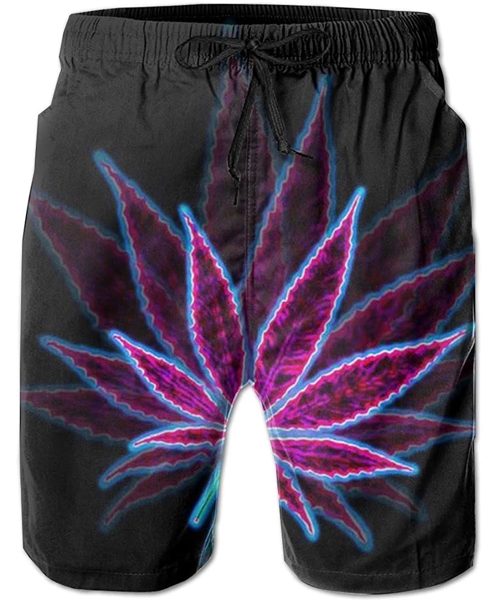 Trunks Men's Swim Trunks Quick Dry Beach Swim Shorts with Pockets Bathing Suits (Purple Galaxy Blue) - Purple Marijuana Weed ...