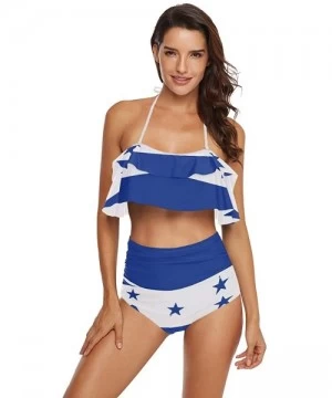 Sets Women Flounce High Waisted Bikini Set Halter Neck Two Piece Swimsuit Flag of France - Flag of Honduras - C518U527TLC