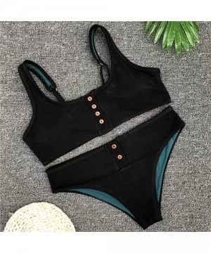 Sets Editor'sChoice Women Push-Up Padded Bra Beach Bikini Set Swimsuit Swimwear - Black - CR18O9COZCQ