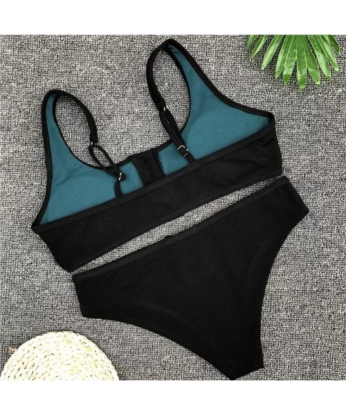 Sets Editor'sChoice Women Push-Up Padded Bra Beach Bikini Set Swimsuit Swimwear - Black - CR18O9COZCQ