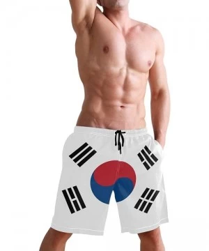 Trunks LGBT Pride Rainbow Flag Men's Swim Trunks Beach Shorts with Pockets - Korea Flag - CQ18OAO2850