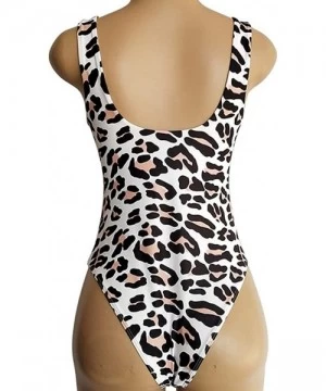 One-Pieces Womens Low Cut Square Neck Snake Leopard Printed Monokini Swimwear One Piece Swimsuits - Leopard Black - C718NQW884Y