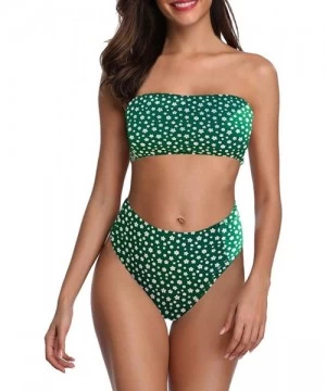 Sets Women Swimsuits Babdeau Bikini Sets Tube Strapless Swimwear Tops Snake Print Two Piece Bathing Suits - Green - CY1908S7E64