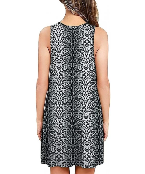 Cover-Ups Womens Sleeveless Summer Beach Dress T Shirt Simple Loose Sundress with Pockets Plus Size S-3XL - Z-grey Leopard - ...