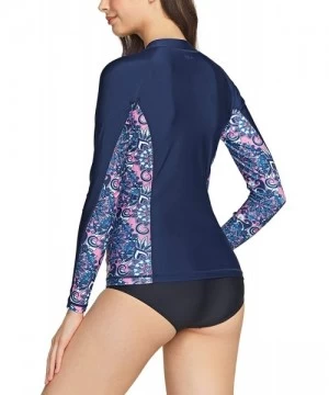 Rash Guards Women's UPF 50+ Zipper Rash Guard- Water Sufing Long Sleeve Swimsuit- UV/Sun Protection Swim Shirts Wetsuit Top -...