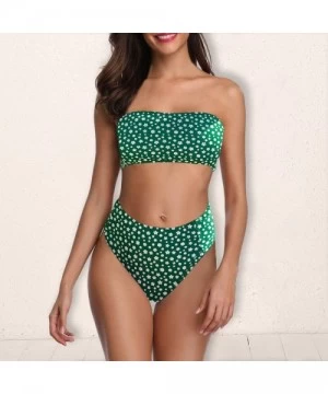 Sets Women Swimsuits Babdeau Bikini Sets Tube Strapless Swimwear Tops Snake Print Two Piece Bathing Suits - Green - CY1908S7E64