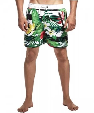 Board Shorts Men's Cargo Shorts Beach Board Shorts Summer Swim Trunks Loose Beach Twill Shorts - Flowers - C918OKDC2D9