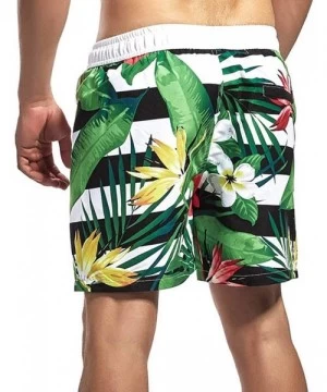 Board Shorts Men's Cargo Shorts Beach Board Shorts Summer Swim Trunks Loose Beach Twill Shorts - Flowers - C918OKDC2D9