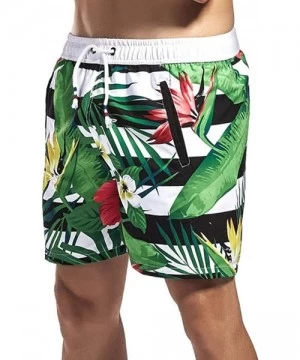 Board Shorts Men's Cargo Shorts Beach Board Shorts Summer Swim Trunks Loose Beach Twill Shorts - Flowers - C918OKDC2D9