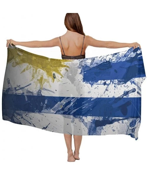 Cover-Ups Women Fahion Swimsuit Bikini Cover Up Sarong- Party Wedding Shawl Wrap - Uruguay Flag Paint - CN19C6MTE6C