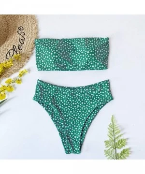 Sets Women Swimsuits Babdeau Bikini Sets Tube Strapless Swimwear Tops Snake Print Two Piece Bathing Suits - Green - CY1908S7E64