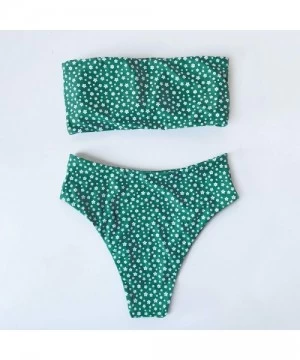 Sets Women Swimsuits Babdeau Bikini Sets Tube Strapless Swimwear Tops Snake Print Two Piece Bathing Suits - Green - CY1908S7E64