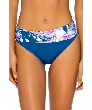 Tankinis Women's Aloha Banded Bikini Bottom Swimsuit - Lily Patch - CR1950UZ8Q4