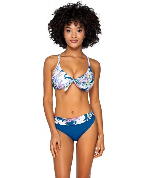 Tankinis Women's Aloha Banded Bikini Bottom Swimsuit - Lily Patch - CR1950UZ8Q4