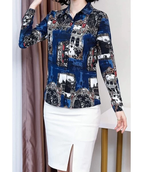 Sets Women's Collared Paisley-Inspired Shirt Long Sleeve Button up Casual Blouse Top - Color7801 - CC18Q97ZTDC