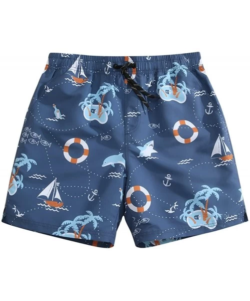 Board Shorts Men's Swim Trunks No Mesh Lining Board Shorts for Surf- Sand and Fun - Navigation Route - CI18D8ME6T0