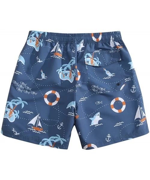 Board Shorts Men's Swim Trunks No Mesh Lining Board Shorts for Surf- Sand and Fun - Navigation Route - CI18D8ME6T0