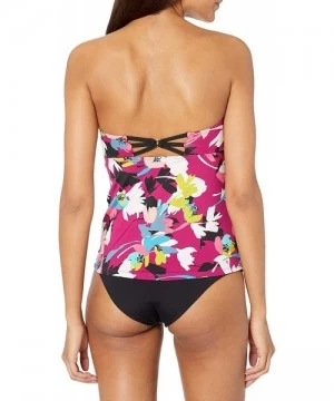 Tops Women's Twist Front Bandeau Tankini Swim Top - Maui Floral - C118ZRIWA05