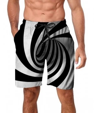 Board Shorts Mens Summer Swim Trunks 3D Graphic Quick Dry Funny Beach Board Shorts with Mesh Lining - A-white-black - CL18NW6...